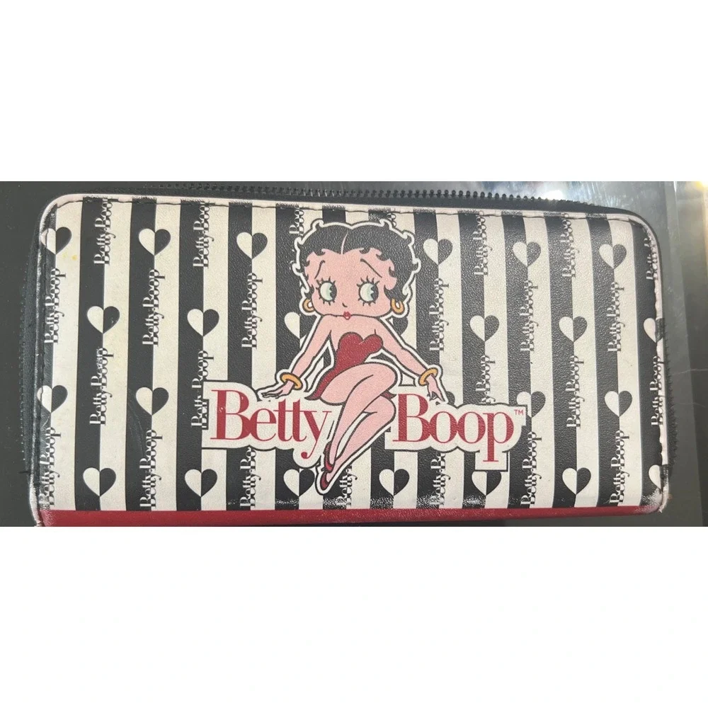 Betty Boop Authentic Zipper Wristlet Wallet Purse Red Black Money Card Tote